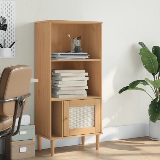  Bokhylle SENJA brun 60x35x130 cm heltre furu 8721012134744