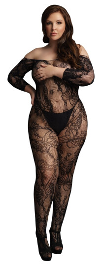 Le Désir langermet skrittløs catsuit Plus Size     - Svart