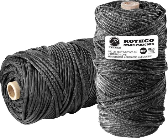 Rothco Nylon Paracord / Fallskjermsnor med 91 m - 550 lb Svart