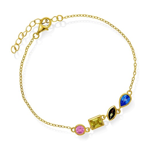 Pan Jewelry Armbånd i forgylt 925 sølv med farget zirkonia Pan Jewelry Armbånd i forgylt 925 sølv med farget zirkonia