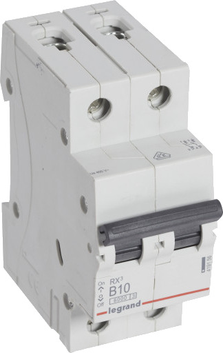 Legrand 6 stk RX³ MCB automatsikring B10 2P 2M 6kA