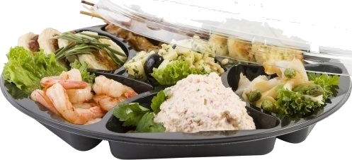 Plastbakke C0321 7A Ø320x25 Mm 7 Rum Cpet Rund Sort Til Tapas   Karton Á 150 Stk.