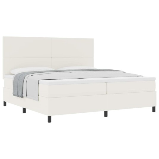 Boksfjær Seng Krem og hvit 200 x 200 cm Corduroy stoff