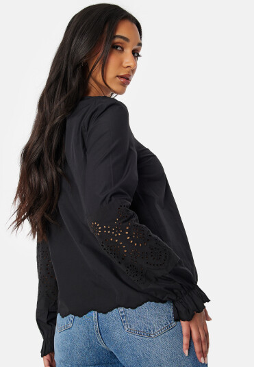Pieces Pcjabby LS V-Neck top Black XS