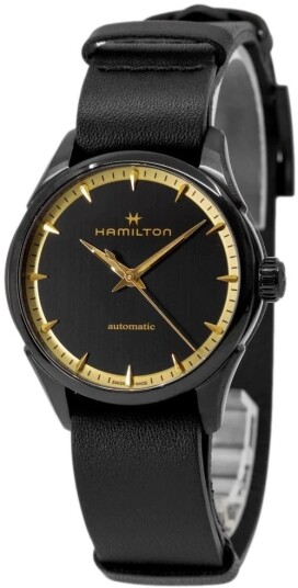 Hamilton Dameklokke H32255730 Jazzmaster Sort/Lær Ø36 mm