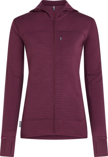 Icebreaker Wom Mer  300 Realfleece Desc Ls Zip Hoo Dk Berry S
