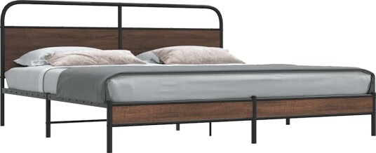  Sengeramme i metall uten madrass brun eik 180x200 cm 8721158549723