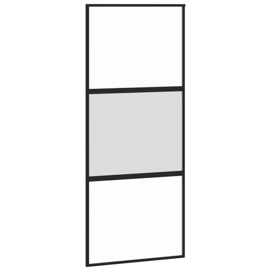 vidaXL Skyvedør med monteringssett svart 90x205 cm herdet glass vidaXL Skyvedør med monteringssett svart 90x205 cm herdet glass