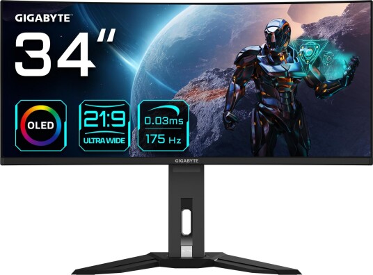 Gigabyte MO34WQC 34" Curved OLED Gaming Monitor 175Hz WQHD 3440x1440 Sort