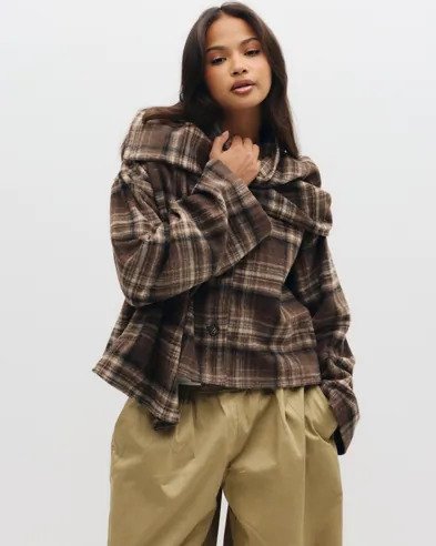 Pieces - Brun - Pcamalia Short Jacket W. Scarf D2D