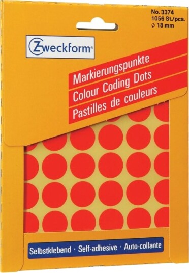 Avery Zweckform Fargekodeprikk 1,8 Cm Diameter Rød En Pakke 1056