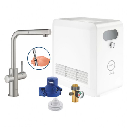 GROHE Blue Professional - L-tut - Uttrekkbar - Supersteel GROHE Blue Professional - L-tut - Uttrekkbar - Supersteel