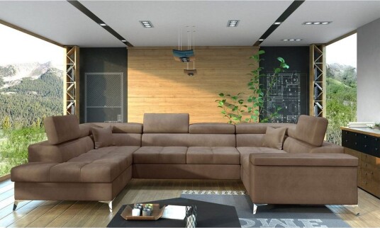 Hjørnesofa Eltap Thiago 342x208x88 cm Monolith 09 Lys Brun Venstre