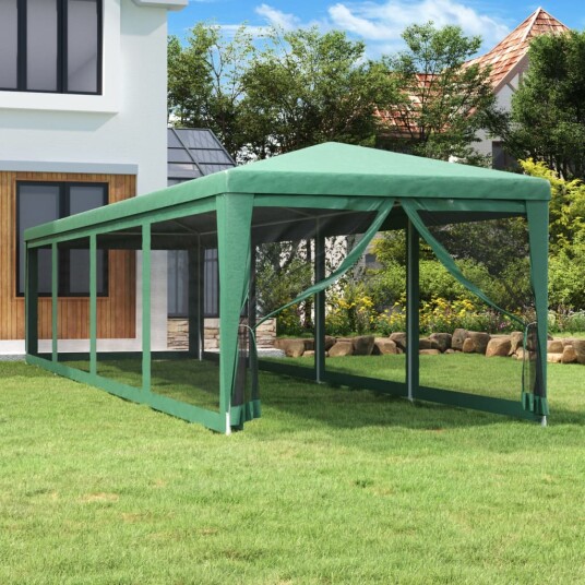 vidaXL Festtelt med 10 sidevegger av netting grønn 3x12 m HDPE vidaXL Festtelt med 10 sidevegger av netting grønn 3x12 m HDPE