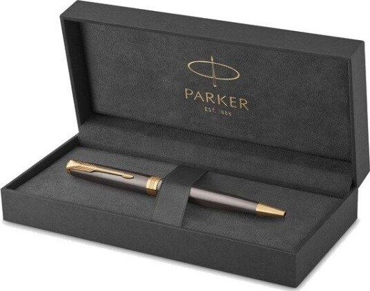 Parker Sonnet Ballpoint Pen Grey Lacquer with Gold Trims Medium Point Black Ink Parker Sonnet Ballpoint Pen Grey Lacquer with Gold Trims Medium Point Black Ink