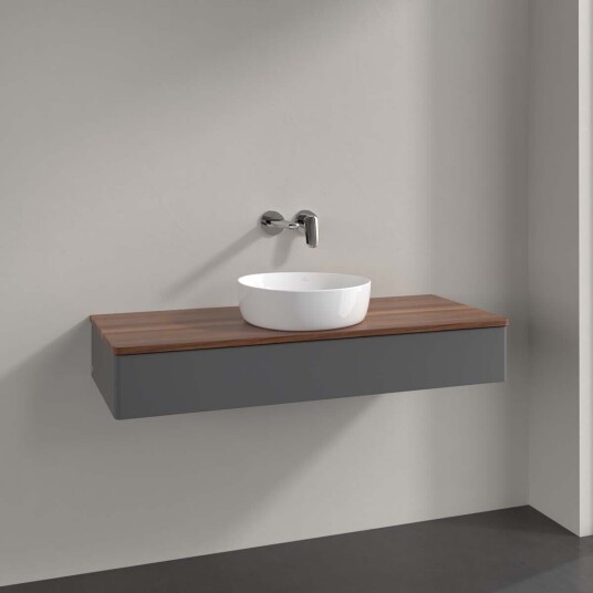 Villeroy & Boch  Antao Servantskap med 1 skuff 120x50x19 cm u/lys Antrasitt/Valnøtt