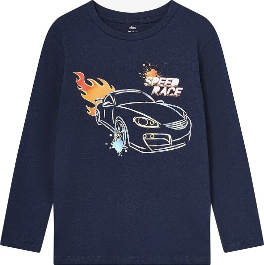 Ellos Collection Langermet t skjorte med trykk Blå