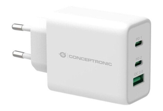 Conceptronics Conceptronic ALTHEA12W 3-Port 65W GaN USB PD Charger power adapter - USB 2 x USB-C - 65 Watt Conceptronics Conceptronic ALTHEA12W 3-Port 65W GaN USB PD Charger power adapter - USB 2 x USB-C - 65 Watt