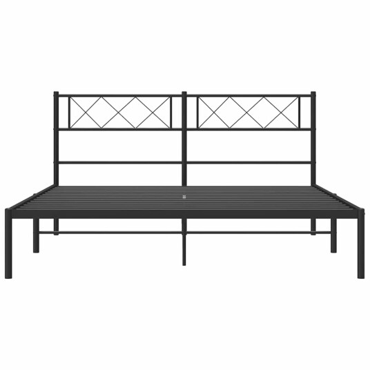 vidaXL Sengeramme i metall med sengegavl svart 150x200 cm 8721012190580