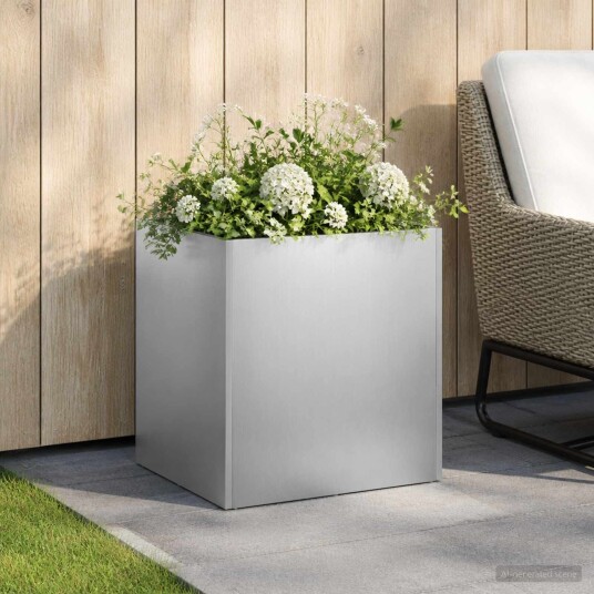 vidaXL Hageblomsterpotte Sølv 45 x 45 x 45 cm Rustfritt stål