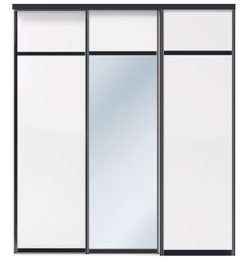 London Skyvedørsgarderober Hvit/Sort + Speil Sorte Skinner 1230 Mm 2 Dører London Skyvedørsgarderober Hvit/Sort + Speil Sorte Skinner 1230 Mm 2 Dører