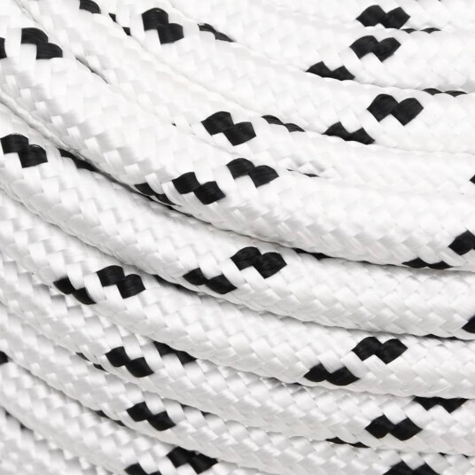 Flettet båttau hvit 12 mm x 25 m polyester