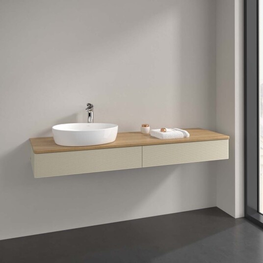 Villeroy & Boch  Antao Servantskap med 2 skuffer 160x50x19 cm m/lys Grå Matt/Eik