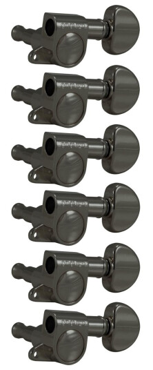 Grover 205bn6 Mini Rotomatics 6-In-Line W/round Button Left - Svart Nickel