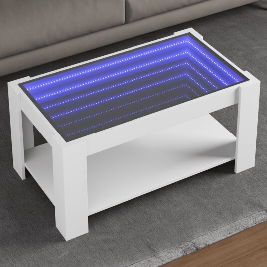  Salongbord med LED hvit 93x53x45 cm konstruert tre 847553