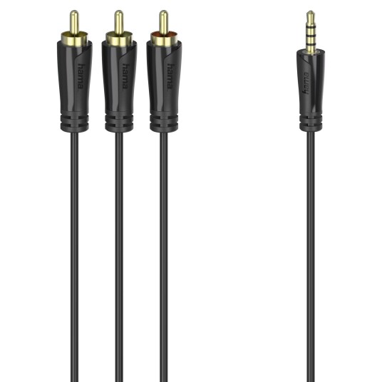 Hama 4-pin kabel 3 stk. RCA-uttak - 3,5 mm jack-plugg/3 m
