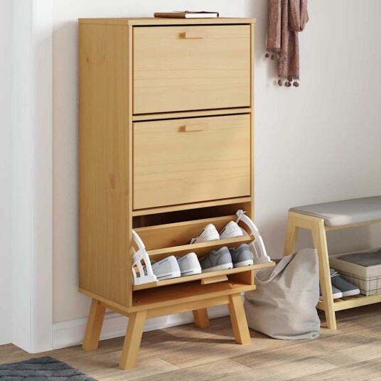 Skoskap OLDEN brun 55x35x120 cm heltre furu 8721012133891 Skoskap OLDEN brun 55x35x120 cm heltre furu 8721012133891