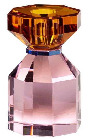 Hübsch Gem Lysestake 11 cm Krystall Rosa/Oransje Dekorativ Hübsch Gem Lysestake 11 cm Krystall Rosa/Oransje Dekorativ