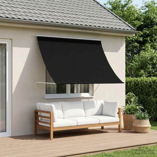 vidaXL Markise Svart 400 x 150 cm 180 g / m² Polyester med PU-belegg