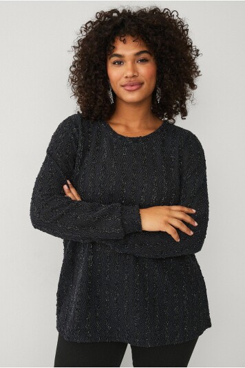 Zizzi - Topp mUnika L/S Blouse - Svart