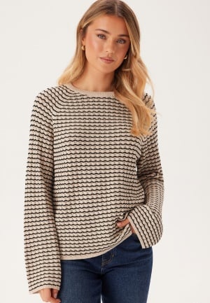 Object Collectors Item Objester L/S KNIT PATTERN TOP Sandshell Stripes black L