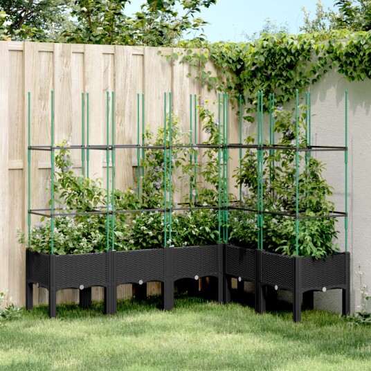Plantekasse med espalier svart 160x120x142,5 cm PP