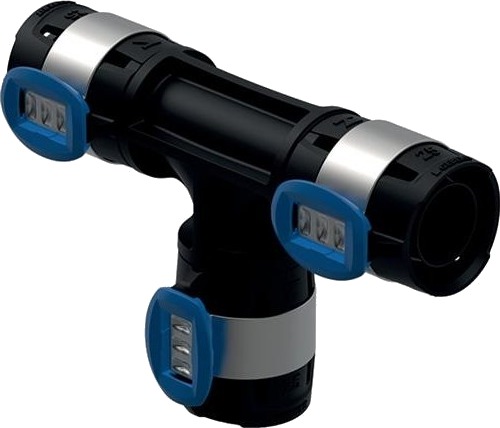 Geberit Flowfit T-skjorte 16 mm PPSU Sort for Hydraulikk