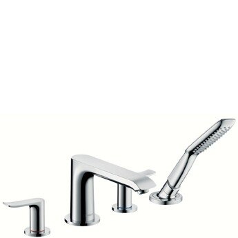 Hansgrohe Metris 4-hulls karbatteri For montering på karkant, Krom