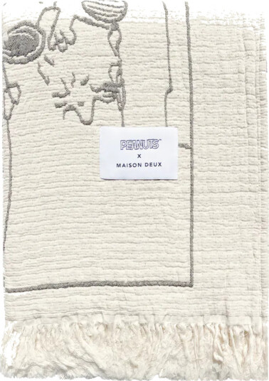 Maison Deux Peanuts Blanket Flight School Black White 135X 200CM