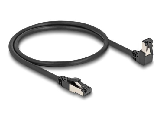 Delock Koblingskabel Rj-45 Hann Nedvinklet Til Rj-45 Hann Straight Snagless 50 Cm 6.2 Mm S/Ftp Cat 8.1 Halogenfri Formstøpt Svart