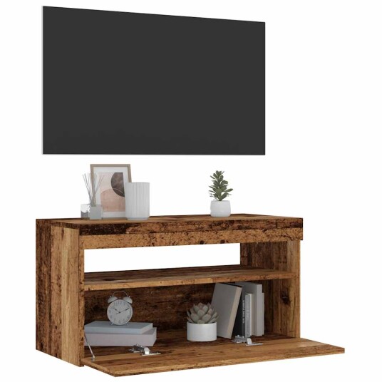 TV-benk med LED-lys gammelt tre 75x35x40 cm konstruert tre 8721158437723 TV-benk med LED-lys gammelt tre 75x35x40 cm konstruert tre 8721158437723