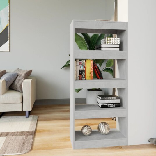 vidaXL Bokhylle/romdeler betonggr? 60x30x135 cm konstruert tre vidaXL Bokhylle/romdeler betonggr? 60x30x135 cm konstruert tre