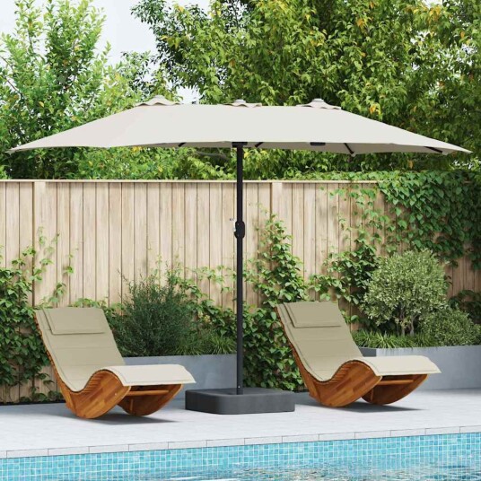 vidaXL Hageparasol sand 385 x 209 x 244 cm stoff