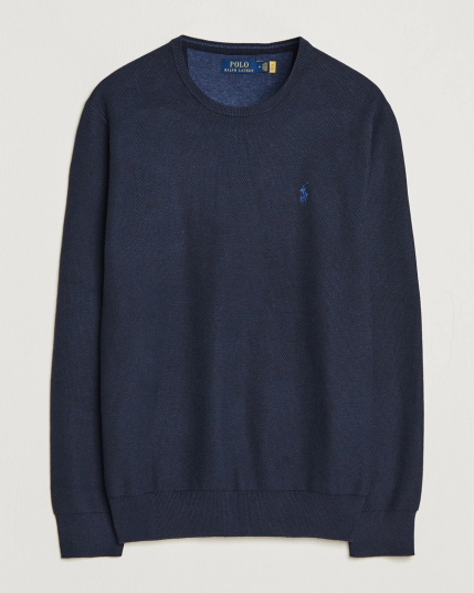 Polo Ralph Lauren Textured Cotton Crew Neck Sweater Navy Heather