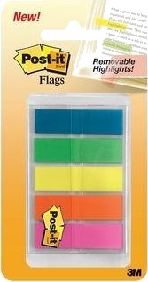 Post It® Selvklebende Strimler 5 Farger 5 X 20 Ark