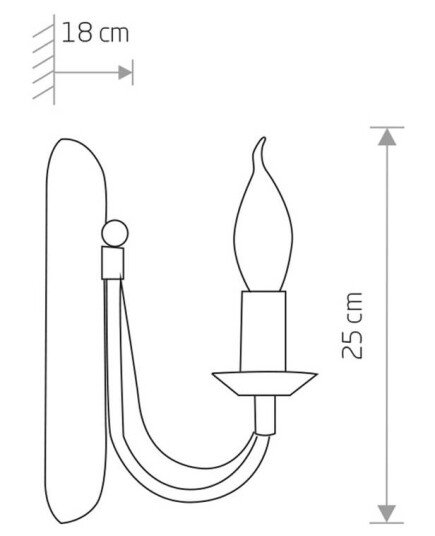 Euluna Ares-vegglampe i lysekronedesign, enkel flamme
