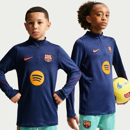 Barcelona Treningsskjorte Dri FIT Strike Pre Match 3. Blå/Rød/Gull Barn Nike størrelse M: 137 147 cm