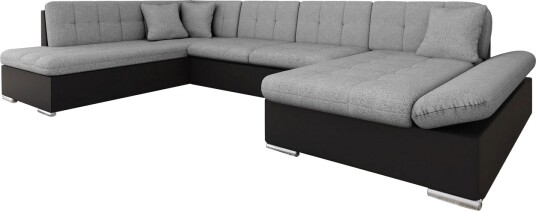 Zumar Sovesofa med Sjeselong og Dobbel Sjeselong 4 seter i Kunstlær   Svart / Grå