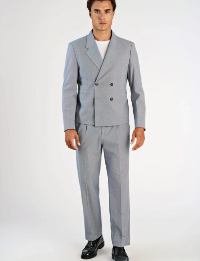 Lindbergh Micro Houndtooth Suit Cropped   Grey   46