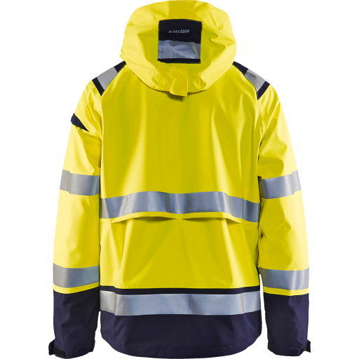 Skalljakke hivis gul/marineblå